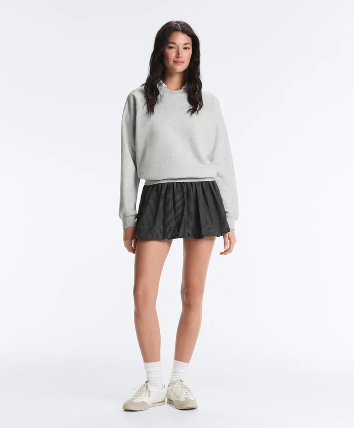 High Rise Compressive Check Balloon Mini Skirt High Rise Compressive Check Balloon Mini Skirt