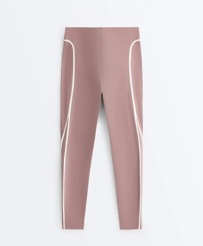 High-Rise Compressive Core-Control Ankle-Length Leggings with Contrast Details High-Rise Compressive Core-Control Ankle-Length Leggings with Contrast Details