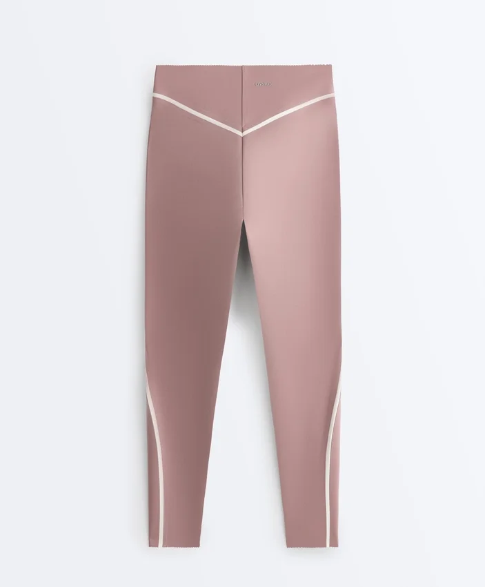 High-Rise Compressive Core-Control Ankle-Length Leggings with Contrast Details High-Rise Compressive Core-Control Ankle-Length Leggings with Contrast Details