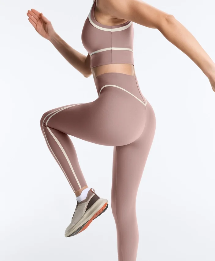 High-Rise Compressive Core-Control Ankle-Length Leggings with Contrast Details High-Rise Compressive Core-Control Ankle-Length Leggings with Contrast Details