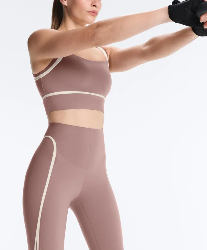 High-Rise Compressive Core-Control Ankle-Length Leggings with Contrast Details High-Rise Compressive Core-Control Ankle-Length Leggings with Contrast Details