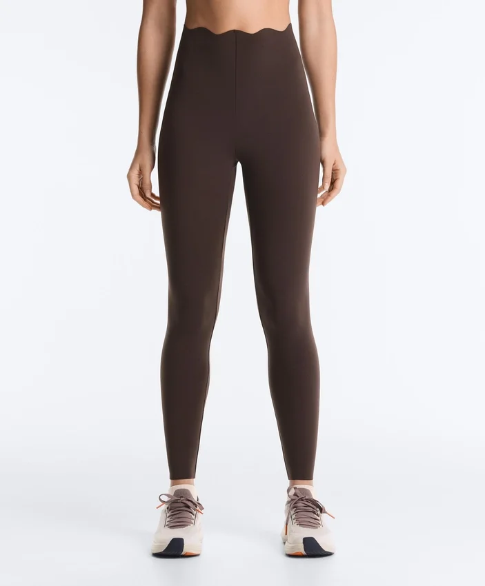 High-Rise Compressive Core Control Ankle-Length Leggings with Wave Detail High-Rise Compressive Core Control Ankle-Length Leggings with Wave Detail
