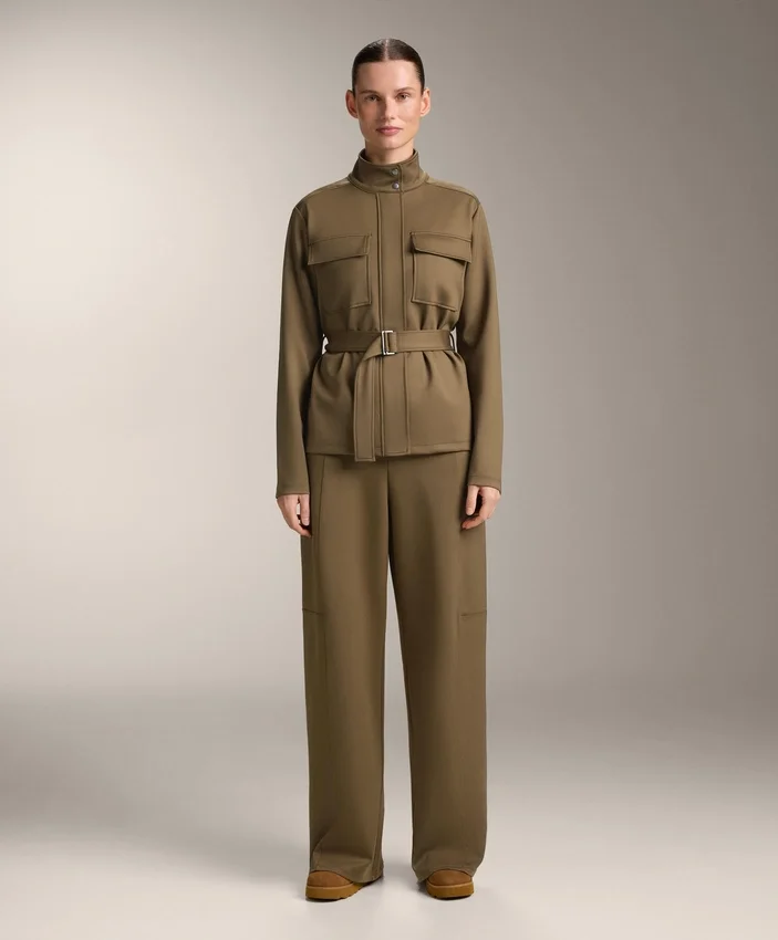 High Rise Neoprene-Effect Straight-Leg Trousers High Rise Neoprene-Effect Straight-Leg Trousers