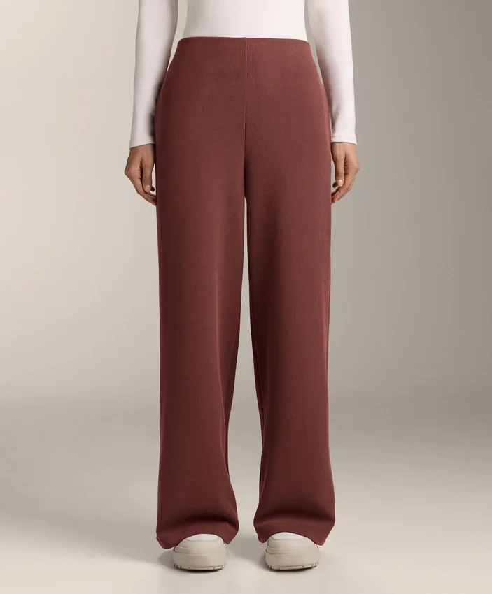 High Rise Rib Trousers with Soft Touch Modal High Rise Rib Trousers with Soft Touch Modal