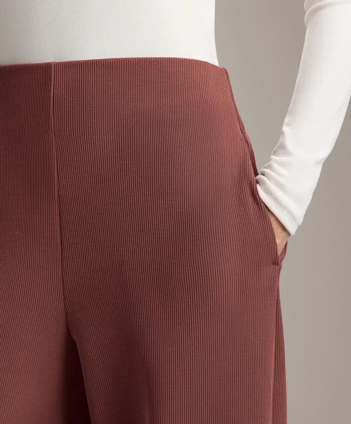 High Rise Rib Trousers with Soft Touch Modal High Rise Rib Trousers with Soft Touch Modal
