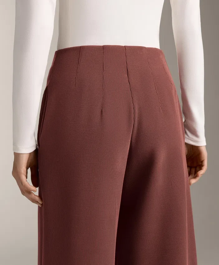 High Rise Rib Trousers with Soft Touch Modal High Rise Rib Trousers with Soft Touch Modal