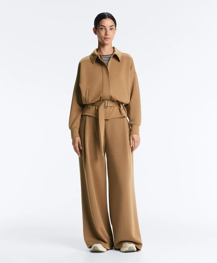 High Rise Twill Wide-Leg Trousers with Pleats High Rise Twill Wide-Leg Trousers with Pleats