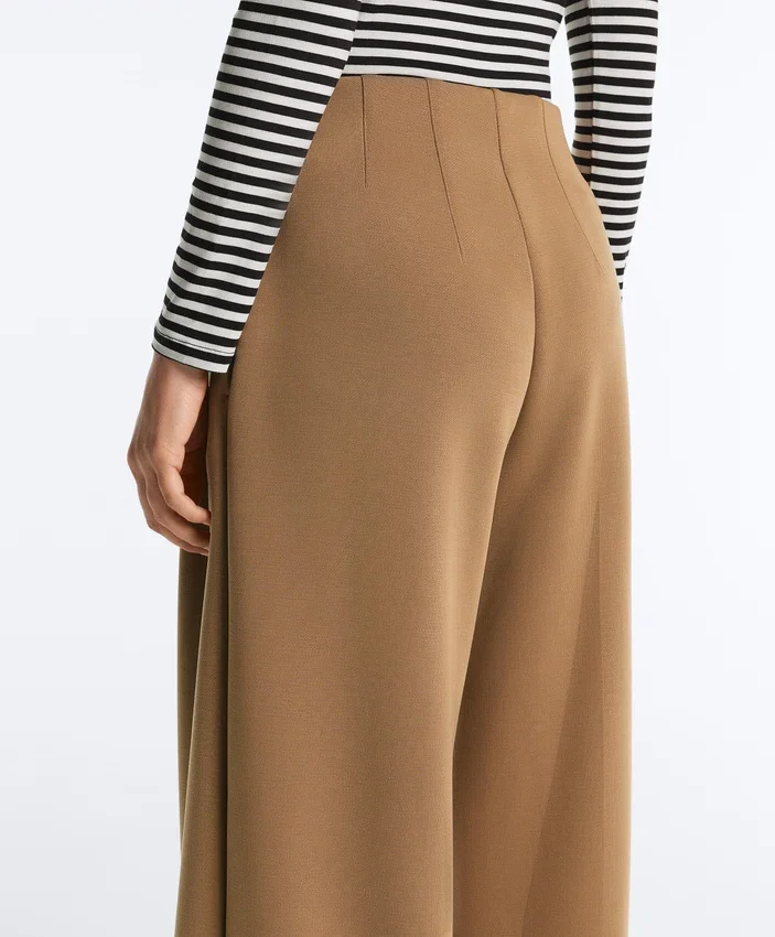 High Rise Twill Wide-Leg Trousers with Pleats High Rise Twill Wide-Leg Trousers with Pleats
