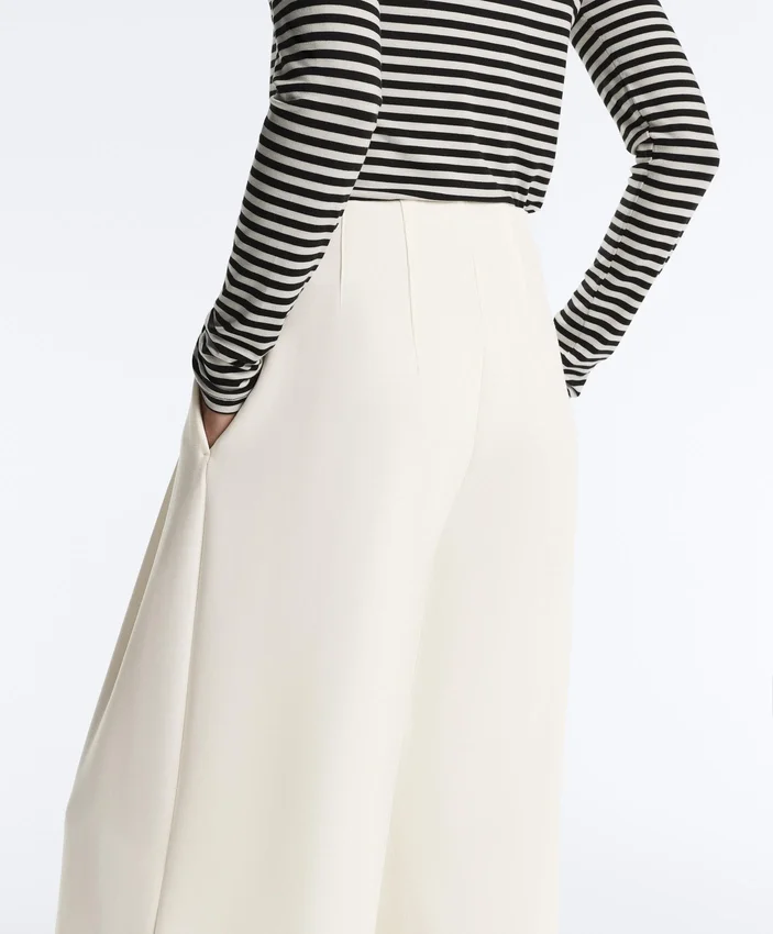 High Rise Twill Wide-Leg Trousers with Pleats High Rise Twill Wide-Leg Trousers with Pleats