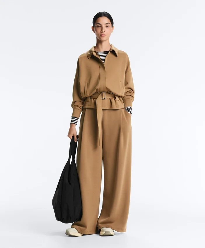 High Rise Twill Wide-Leg Trousers with Pleats High Rise Twill Wide-Leg Trousers with Pleats