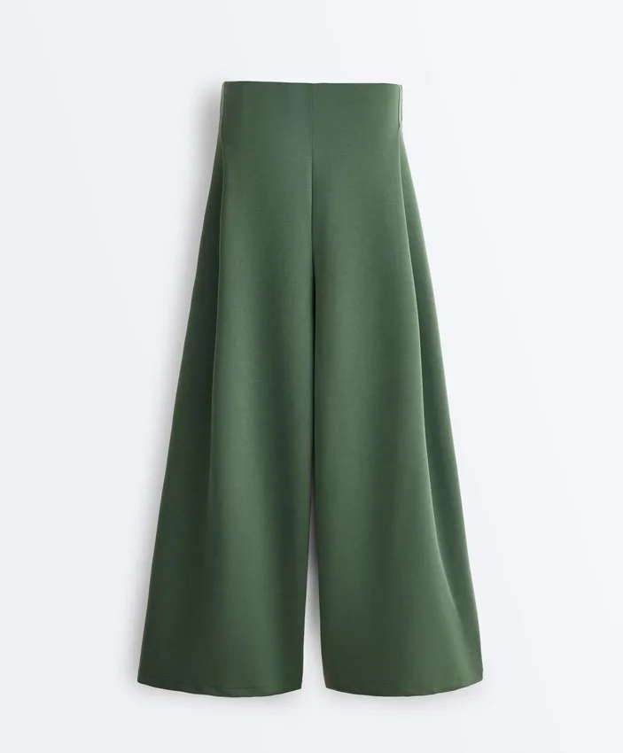 High Rise Twill Wide-Leg Trousers with Pleats High Rise Twill Wide-Leg Trousers with Pleats