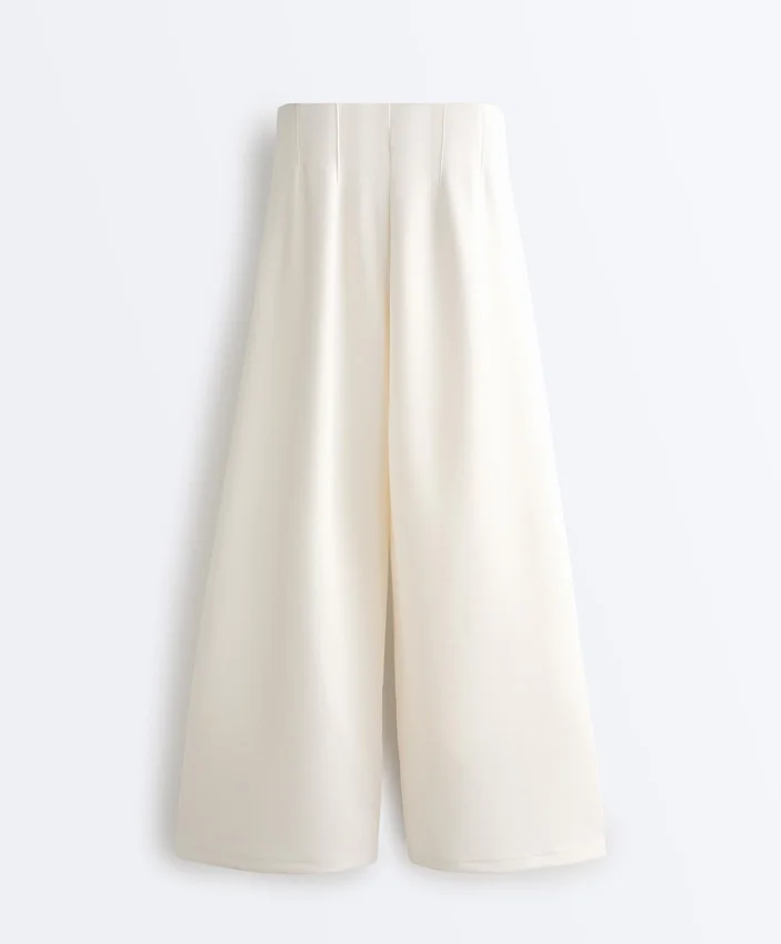 High Rise Twill Wide-Leg Trousers with Pleats High Rise Twill Wide-Leg Trousers with Pleats