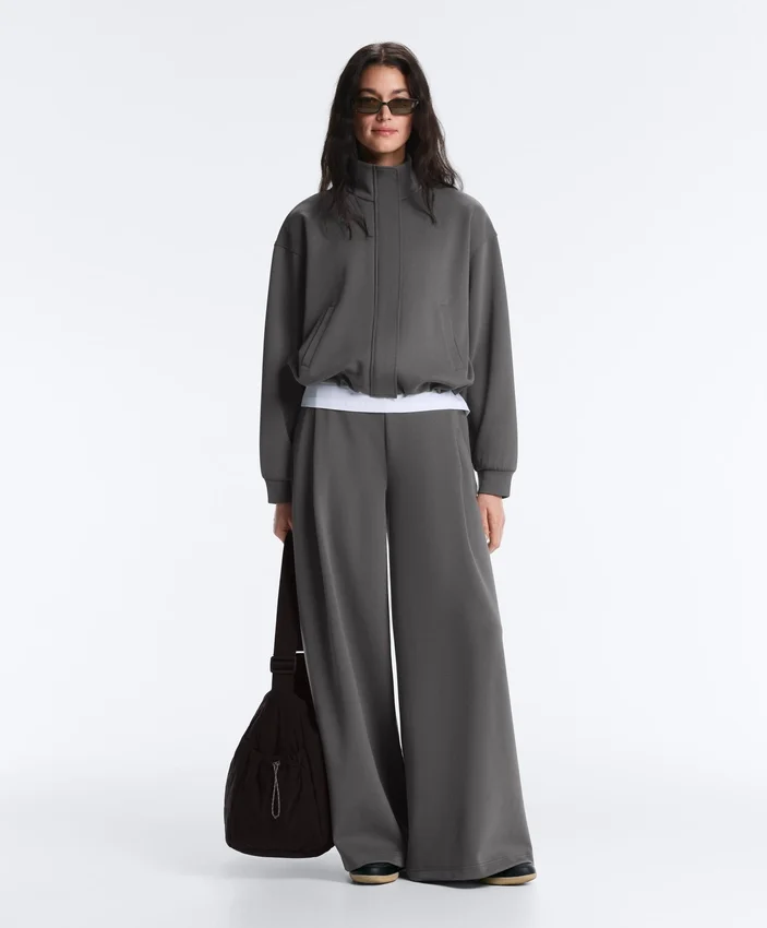 High Rise Wide-Leg Piqué Cotton Trousers High Rise Wide-Leg Piqué Cotton Trousers