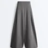 High Rise Wide-Leg Piqué Cotton Trousers High Rise Wide-Leg Piqué Cotton Trousers