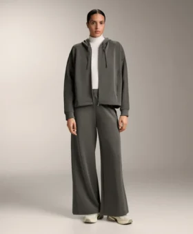 Hooded Jacket with Rib Details with Brushed Modal