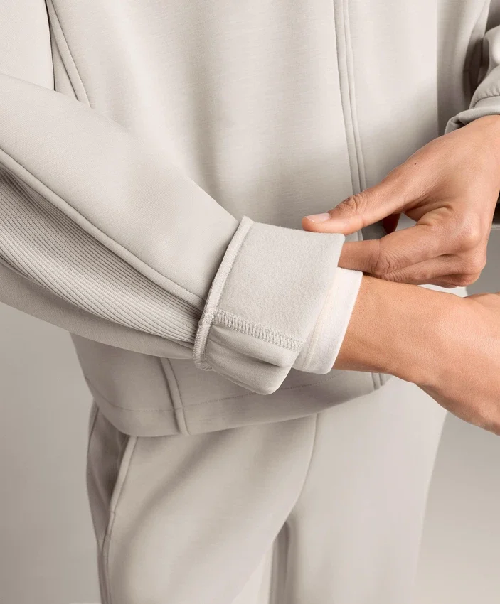 Hooded Jacket with Rib Details with Brushed Modal Hooded Jacket with Rib Details with Brushed Modal