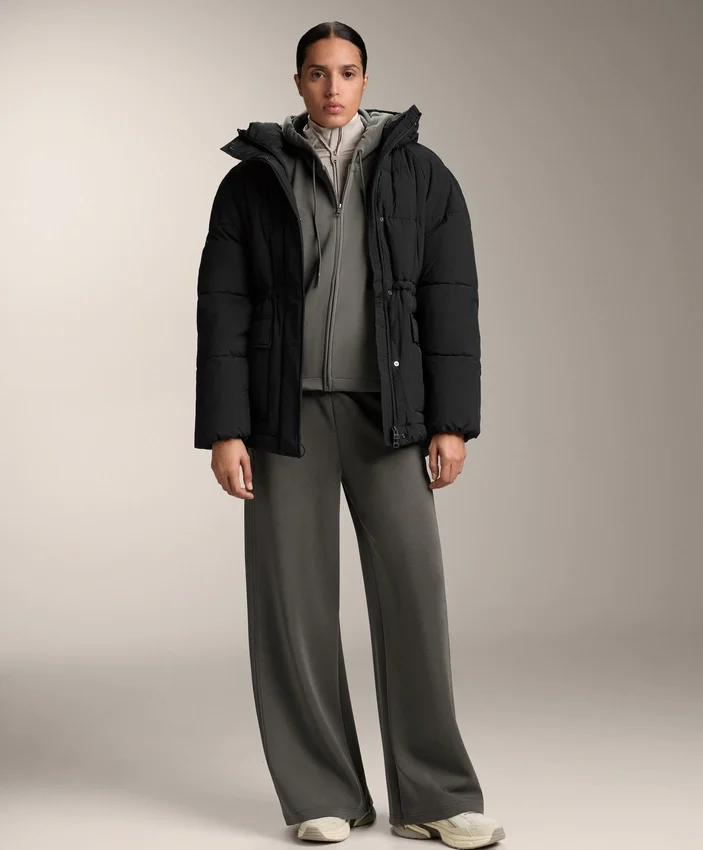 Hooded Jacket with Rib Details with Brushed Modal Hooded Jacket with Rib Details with Brushed Modal