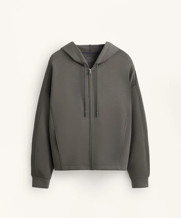 Hooded Jacket with Rib Details with Brushed Modal Hooded Jacket with Rib Details with Brushed Modal