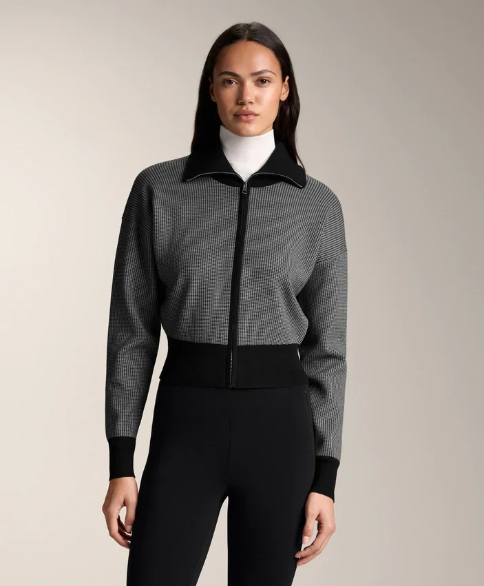Houndstooth Print Knit Jacket Houndstooth Print Knit Jacket