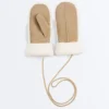 Leather Mitten with Faux Shearling Leather Mitten with Faux Shearling