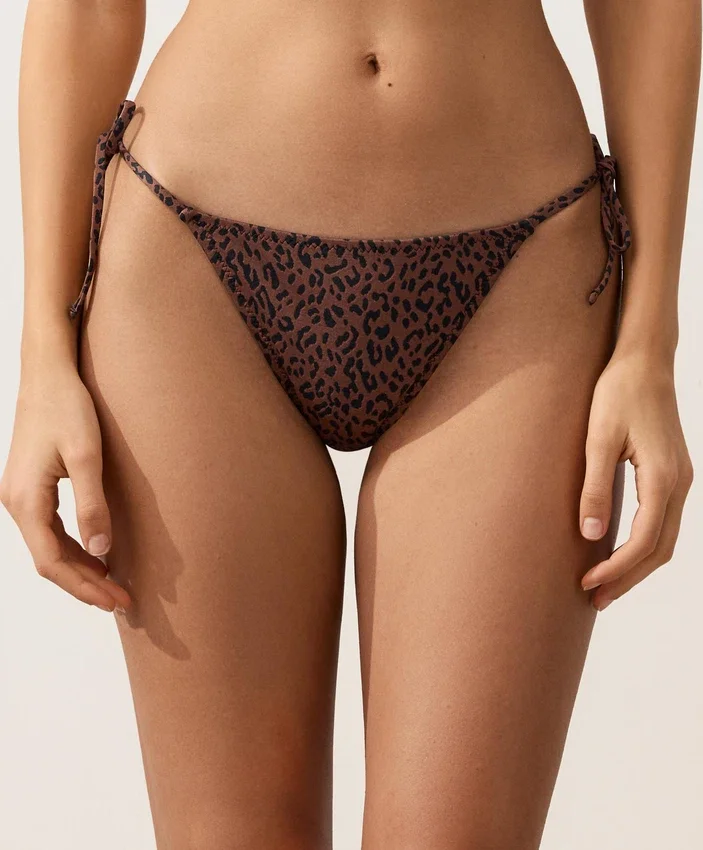 Leopard Print Medium-Coverage Tie Bikini Briefs Leopard Print Medium-Coverage Tie Bikini Briefs