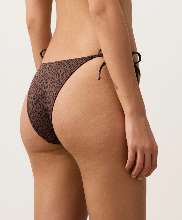 Leopard Print Medium-Coverage Tie Bikini Briefs Leopard Print Medium-Coverage Tie Bikini Briefs