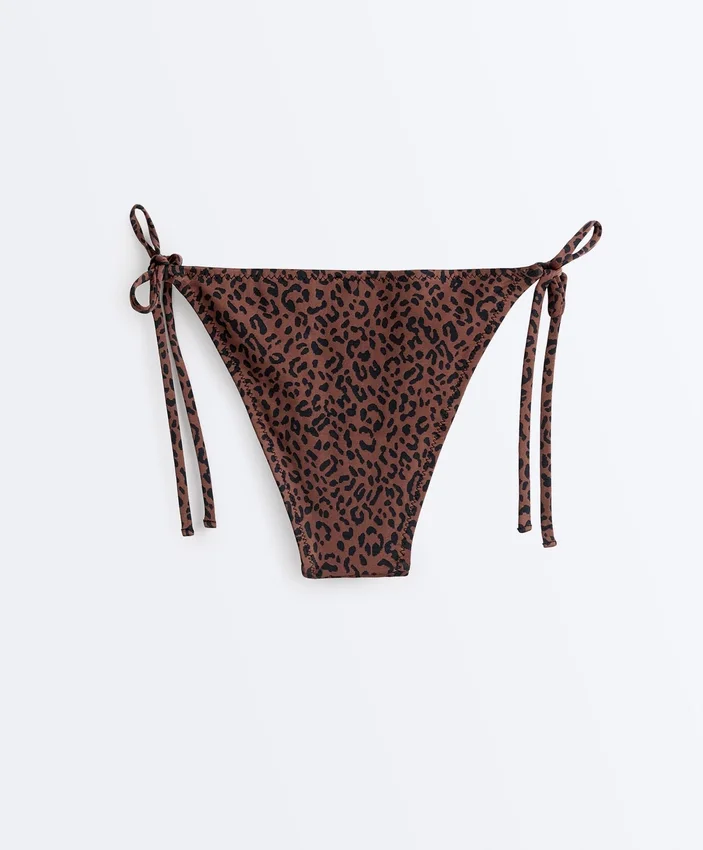 Leopard Print Medium-Coverage Tie Bikini Briefs Leopard Print Medium-Coverage Tie Bikini Briefs