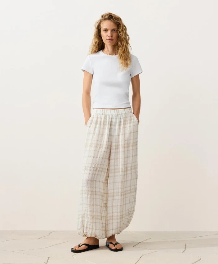 Linen and Lyocell Blend Bloomer Trousers Linen and Lyocell Blend Bloomer Trousers