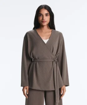 Long Asymmetric Stripe Jacket with Modal
