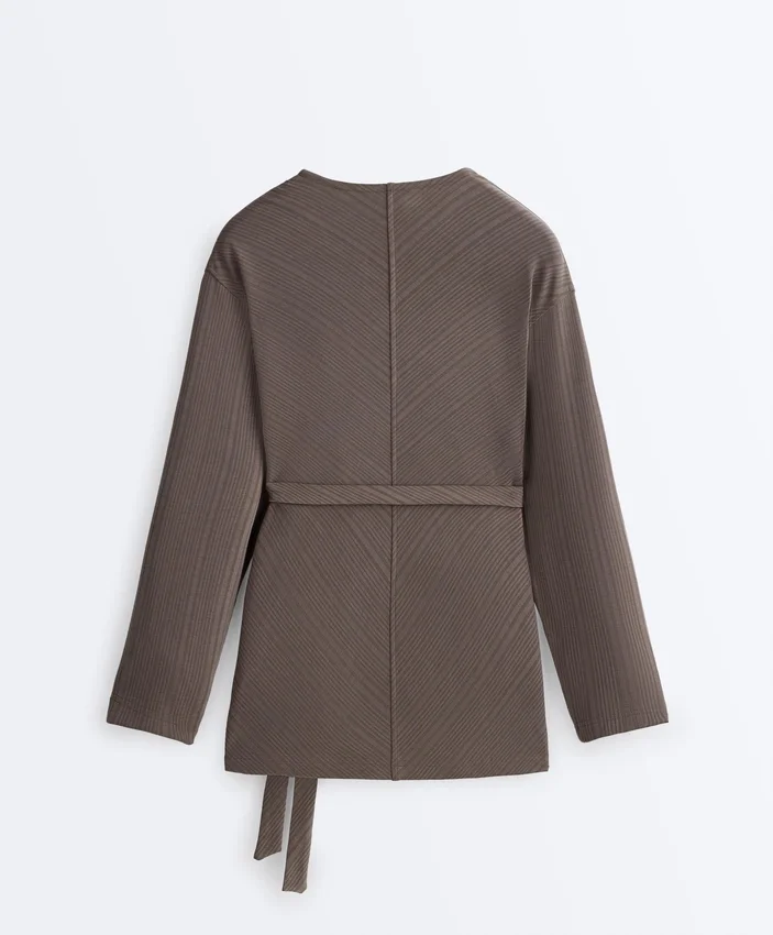 Long Asymmetric Stripe Jacket with Modal Long Asymmetric Stripe Jacket with Modal