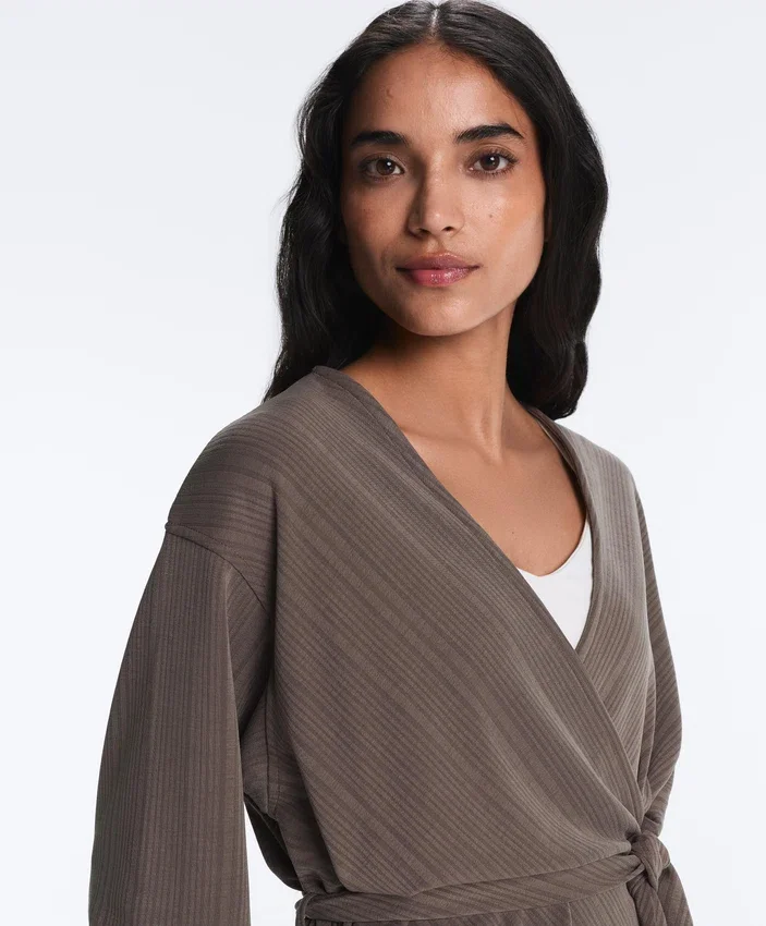 Long Asymmetric Stripe Jacket with Modal Long Asymmetric Stripe Jacket with Modal