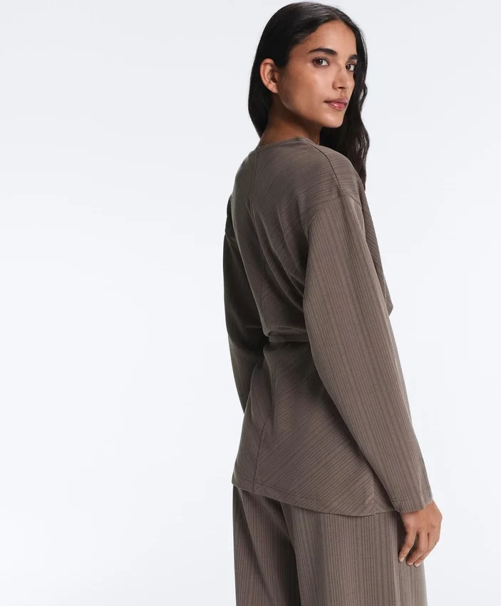 Long Asymmetric Stripe Jacket with Modal Long Asymmetric Stripe Jacket with Modal