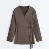 Long Asymmetric Stripe Jacket with Modal Long Asymmetric Stripe Jacket with Modal
