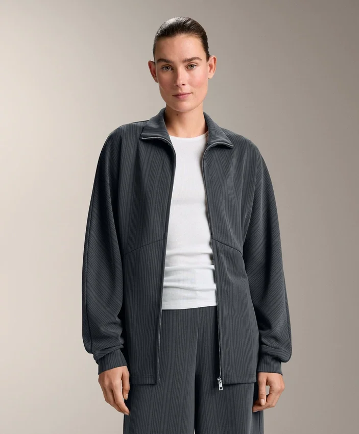 Long Asymmetrical Stripe Jacket with Modal Long Asymmetrical Stripe Jacket with Modal