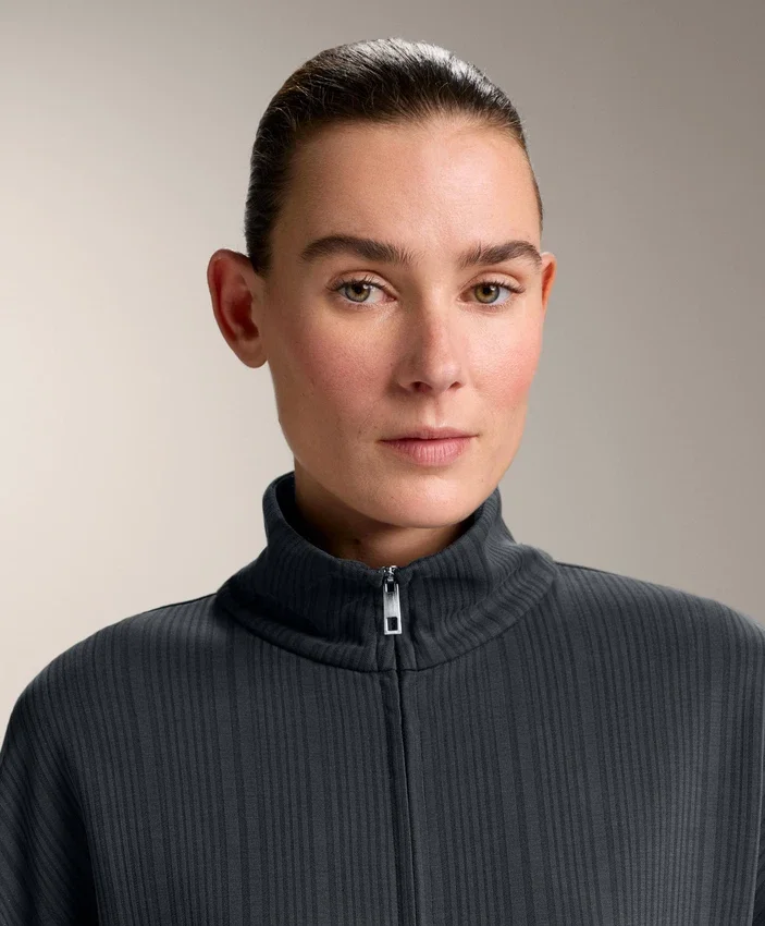 Long Asymmetrical Stripe Jacket with Modal Long Asymmetrical Stripe Jacket with Modal