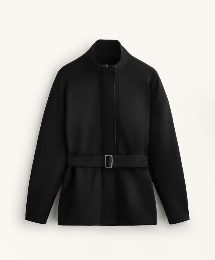 Long Belted Jacket with Brushed Modal Long Belted Jacket with Brushed Modal