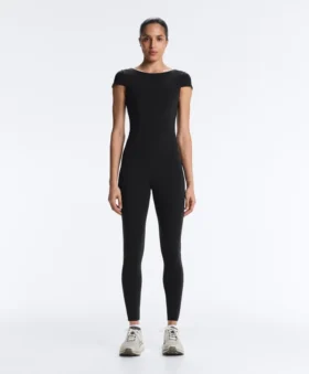 Long Compressive Short Sleeve Jumpsuit