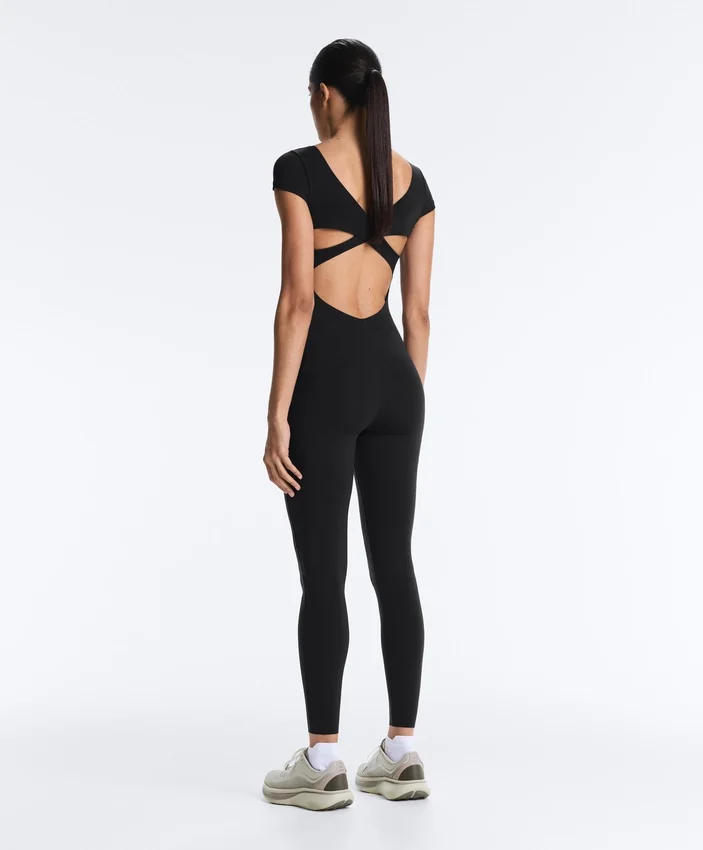 Long Compressive Short Sleeve Jumpsuit Long Compressive Short Sleeve Jumpsuit
