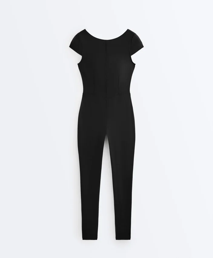 Long Compressive Short Sleeve Jumpsuit Long Compressive Short Sleeve Jumpsuit