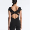 Long Compressive Short Sleeve Jumpsuit Long Compressive Short Sleeve Jumpsuit