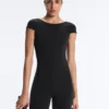 Long Compressive Short Sleeve Jumpsuit Long Compressive Short Sleeve Jumpsuit
