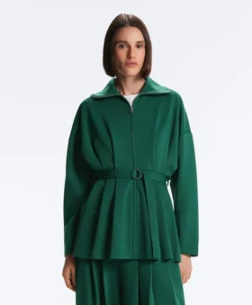 long cotton piqu belted jacket 1 1 280x339 - Long Cotton Piqu&eacute; Belted Jacket