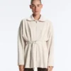 Long Cotton Piqué Belted Jacket Long Cotton Piqué Belted Jacket