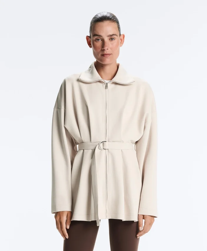 Long Cotton Piqué Belted Jacket Long Cotton Piqué Belted Jacket