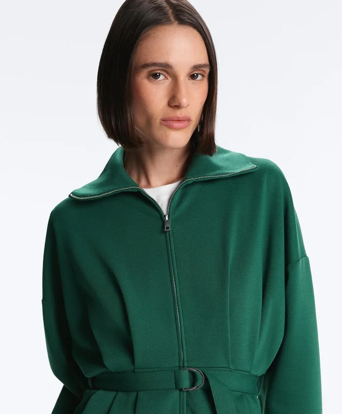 Long Cotton Piqué Belted Jacket Long Cotton Piqué Belted Jacket