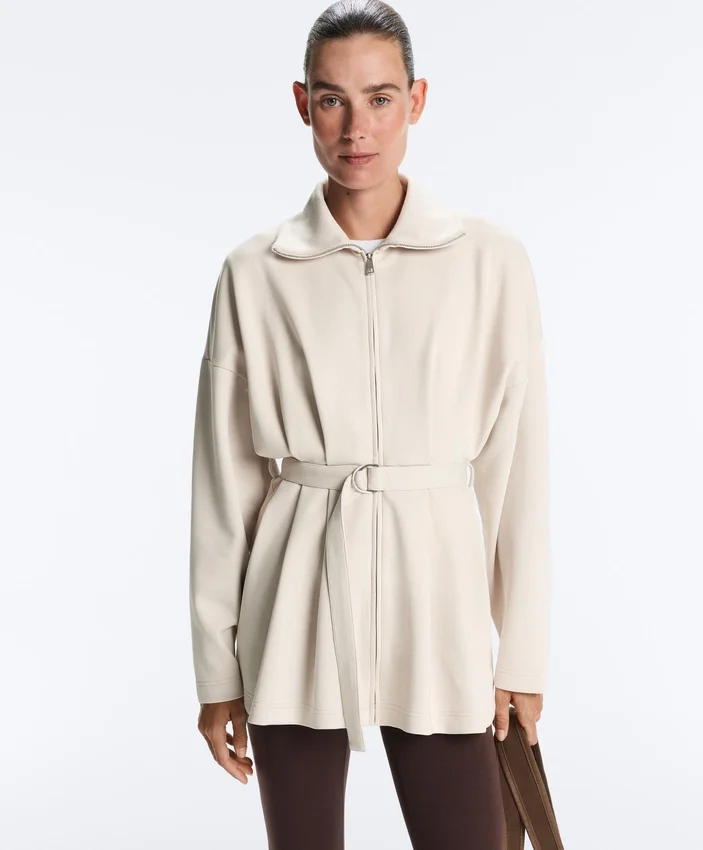 Long Cotton Piqué Belted Jacket Long Cotton Piqué Belted Jacket