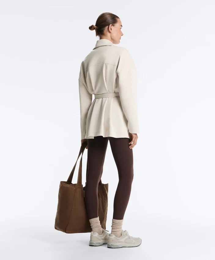 Long Cotton Piqué Belted Jacket Long Cotton Piqué Belted Jacket