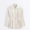 Long Cotton Piqué Belted Jacket Long Cotton Piqué Belted Jacket