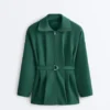 Long Cotton Piqué Belted Jacket Long Cotton Piqué Belted Jacket