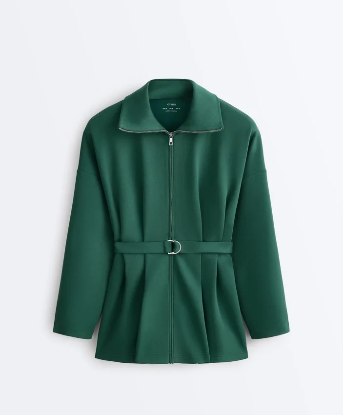 Long Cotton Piqué Belted Jacket Long Cotton Piqué Belted Jacket